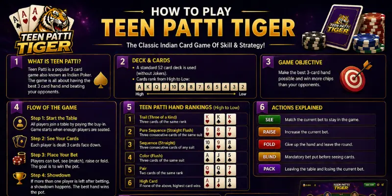 How to Play Teen Patti Tiger: Complete Beginner's Guide
